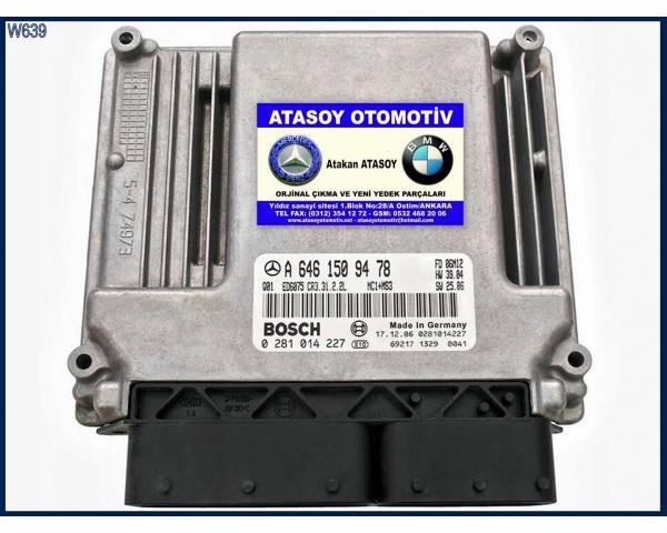 MERCEDES VİTO 109CDI MOTOR BEYNİ A6461509478 A6461532691 0281014227 0281012066 6461509478 6461532691 A 646 150 94 78 A 646 153 26 91